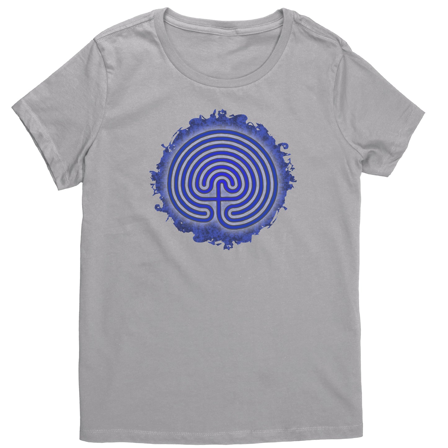 Cretian Labyrinth Blue Grunge Women's T-shirt