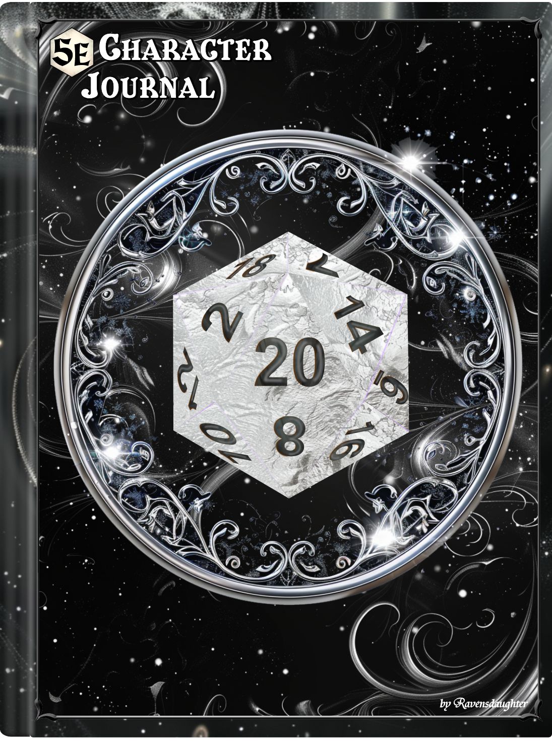 D20 Character Journal - Silver Circle Black