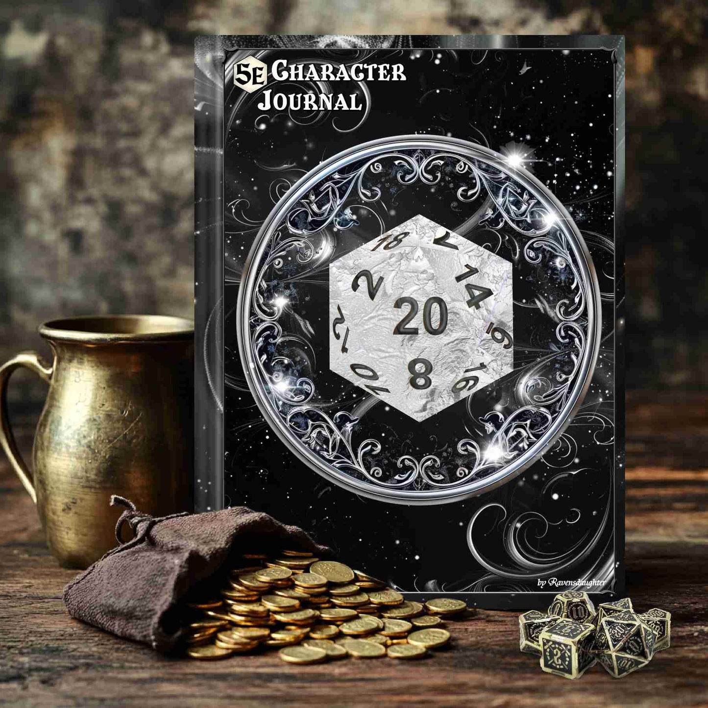 D20 Character Journal - Silver Circle Black