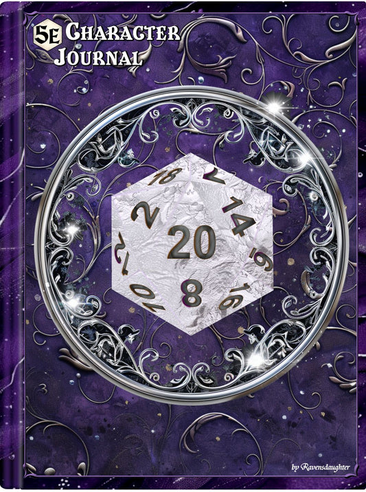 D20 Character Journal - Silver Circle Purple