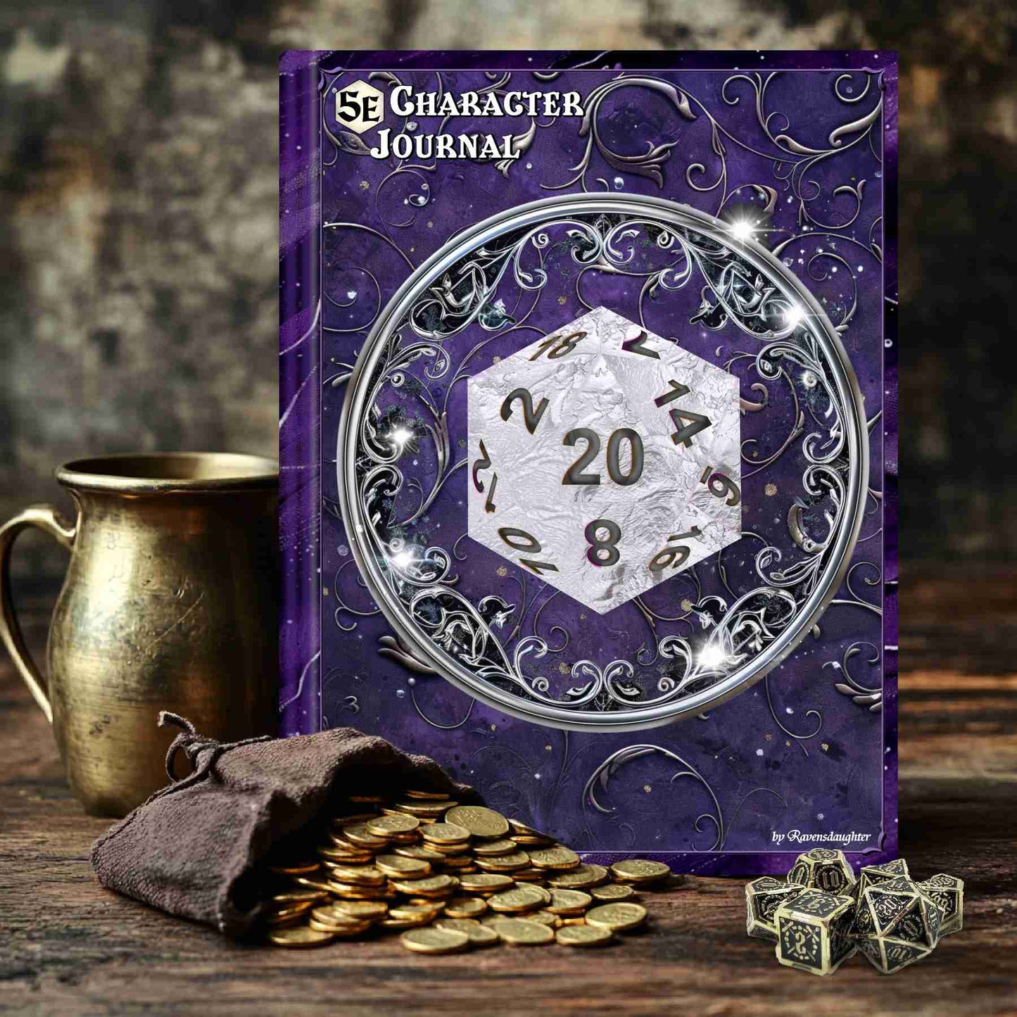 D20 Character Journal - Silver Circle Purple