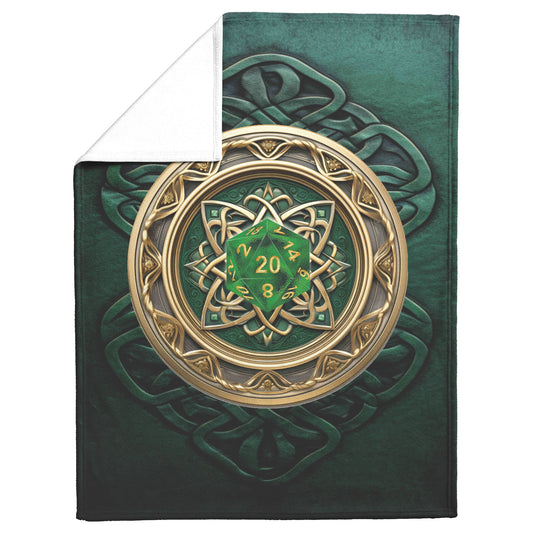 D20 Celtic Emerald Fleece Blanket