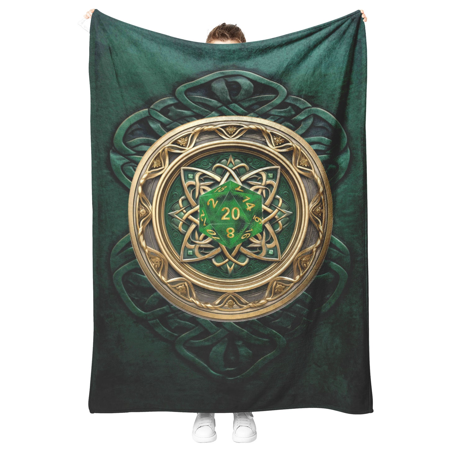 D20 Celtic Emerald Fleece Blanket