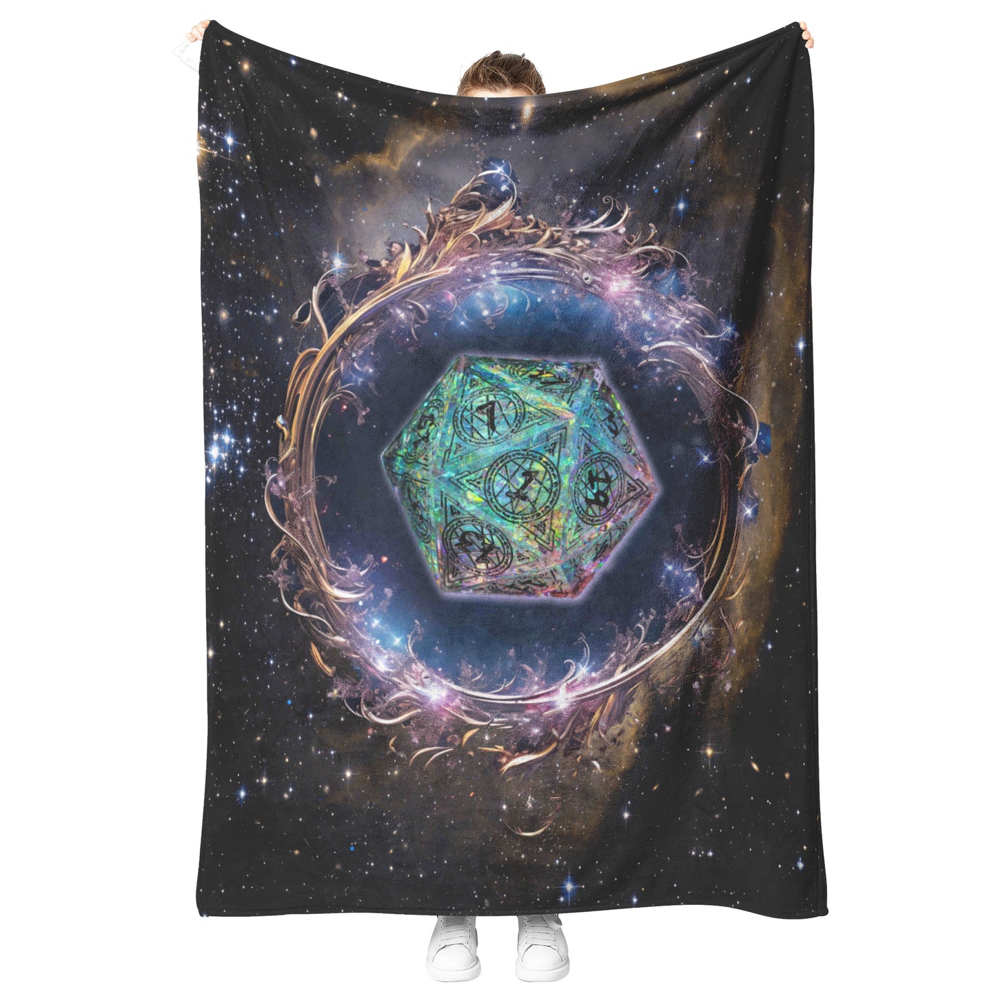 D20 Cosmic Mirror Fleece Blanket