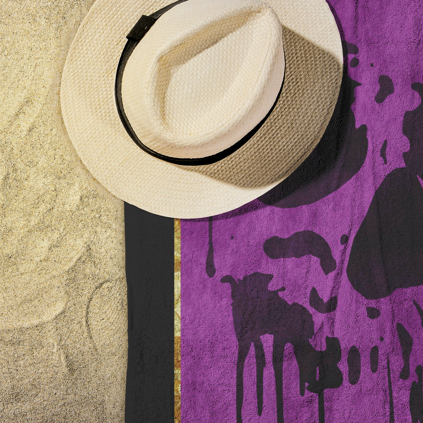 Drip Skull Beach Towel - Fuchsia