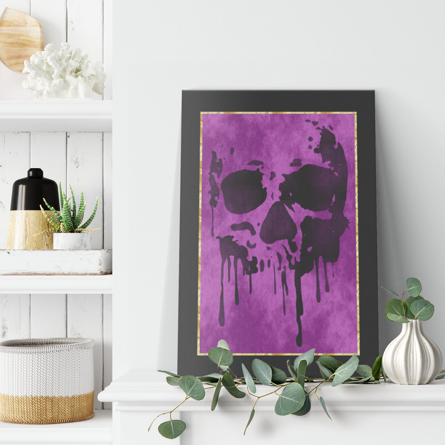 Drip Skull Canvas Print - Fuchsia