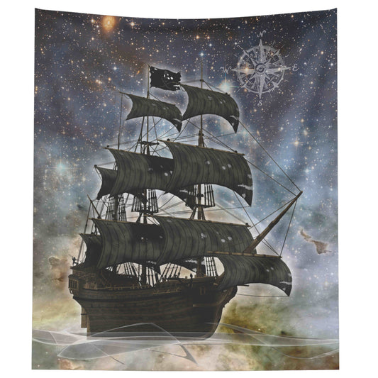 Pirate Ghost Ship Wall Hanging - Blue-Yellow