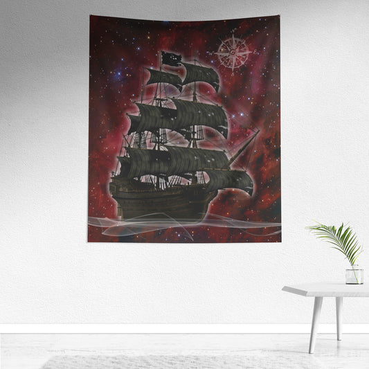 Pirate Ghost Ship Wall Hanging - Burgundy