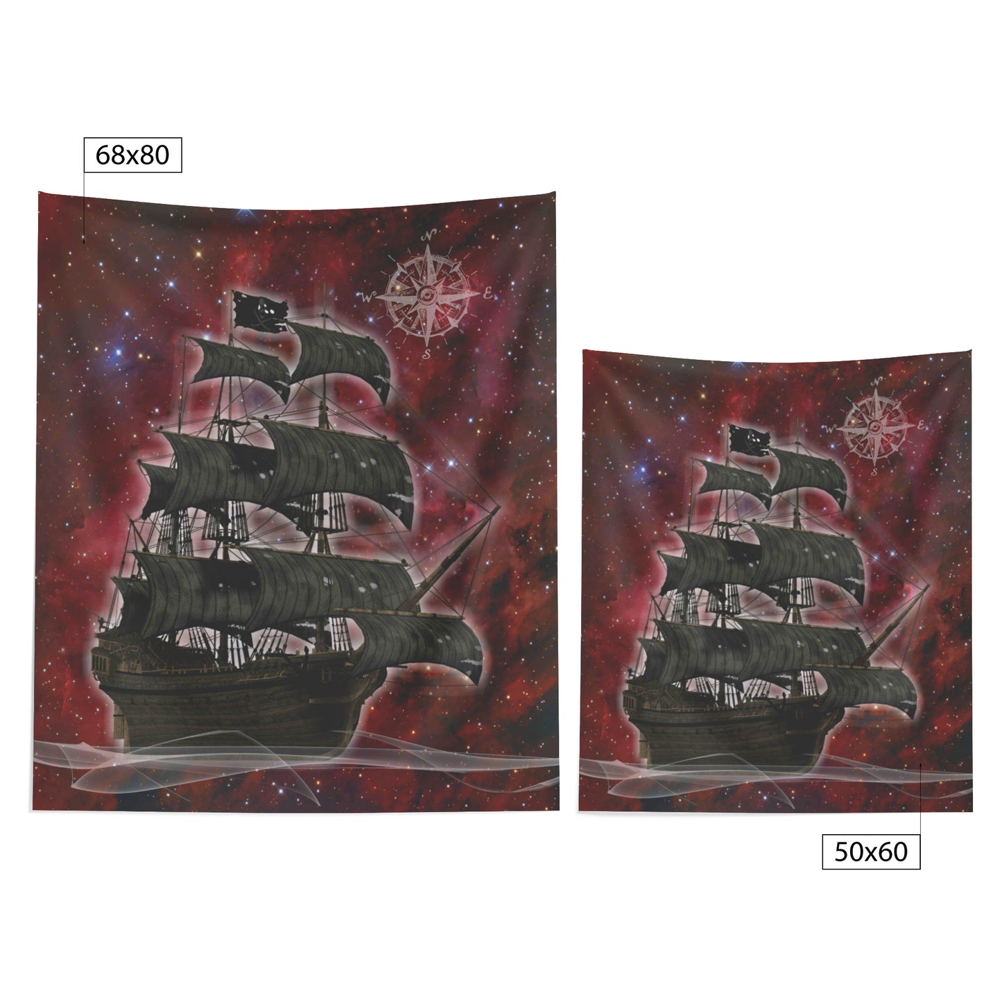 Pirate Ghost Ship Wall Hanging - Burgundy