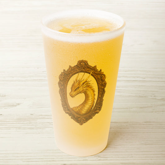Gold Dragon Frosted Pint Glass