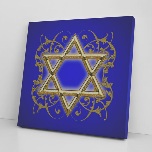 Gold Star of David Stretched Canvas Print