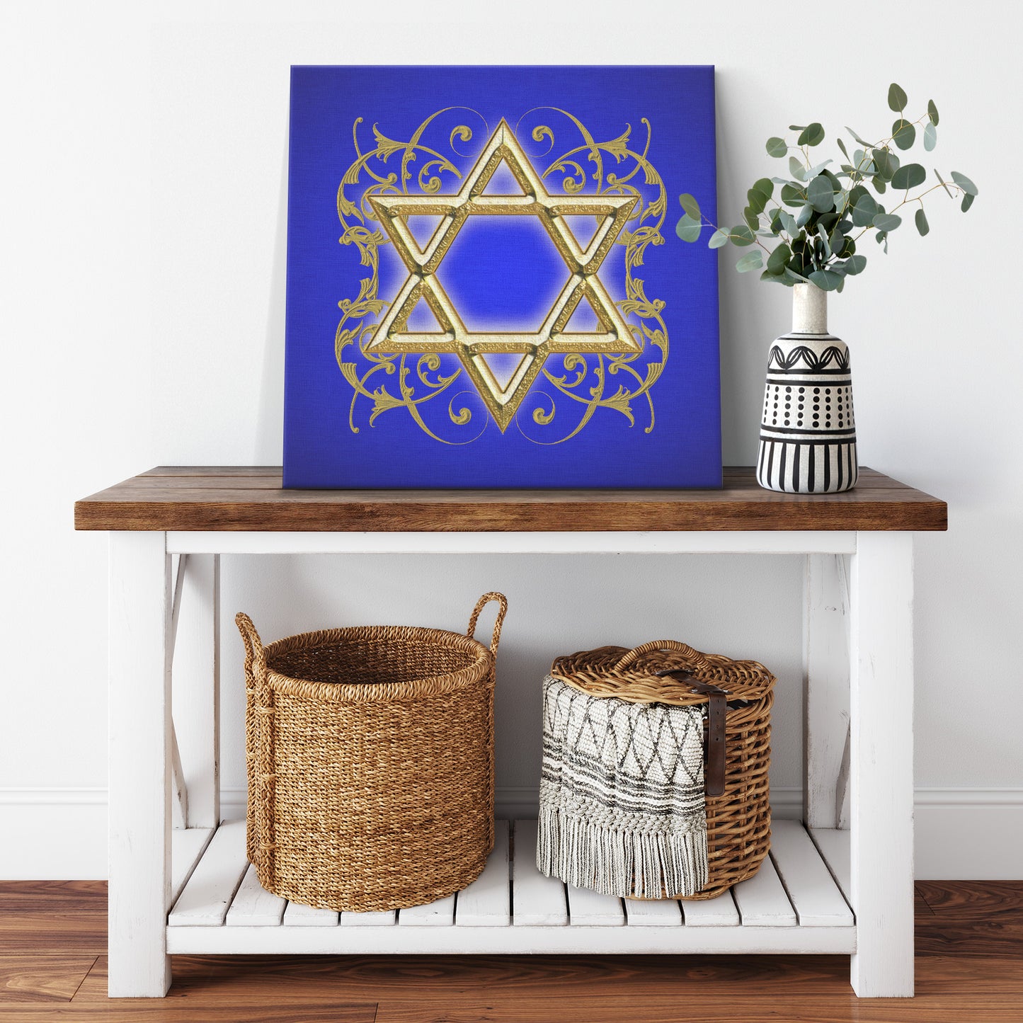 Gold Star of David Stretched Canvas Print
