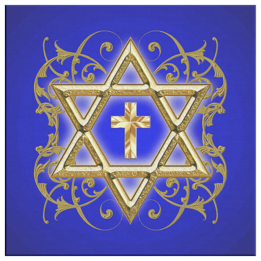 Gold Star of David with Cross Canvas Print