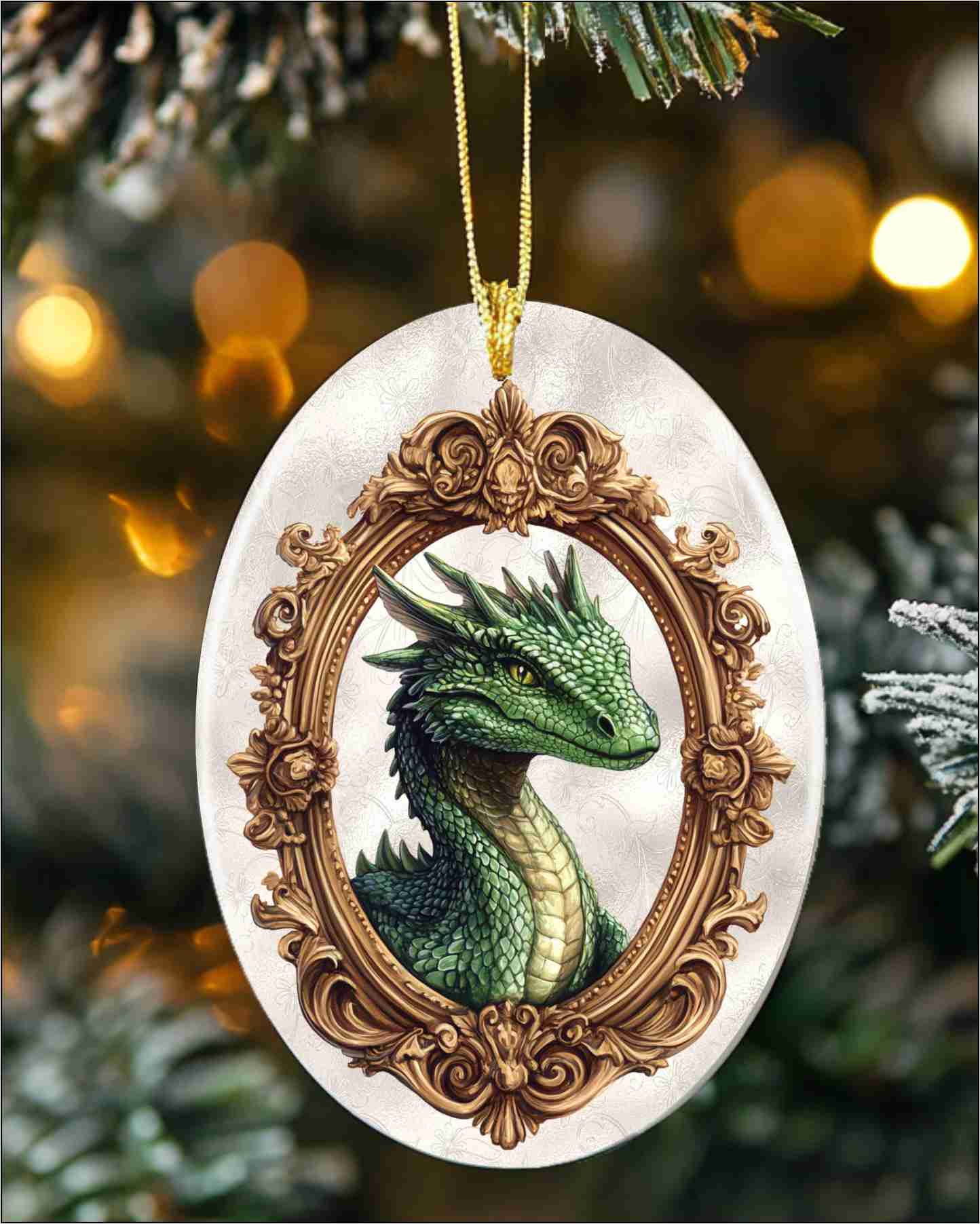 Green Dragon Ceramic Holiday Ornament