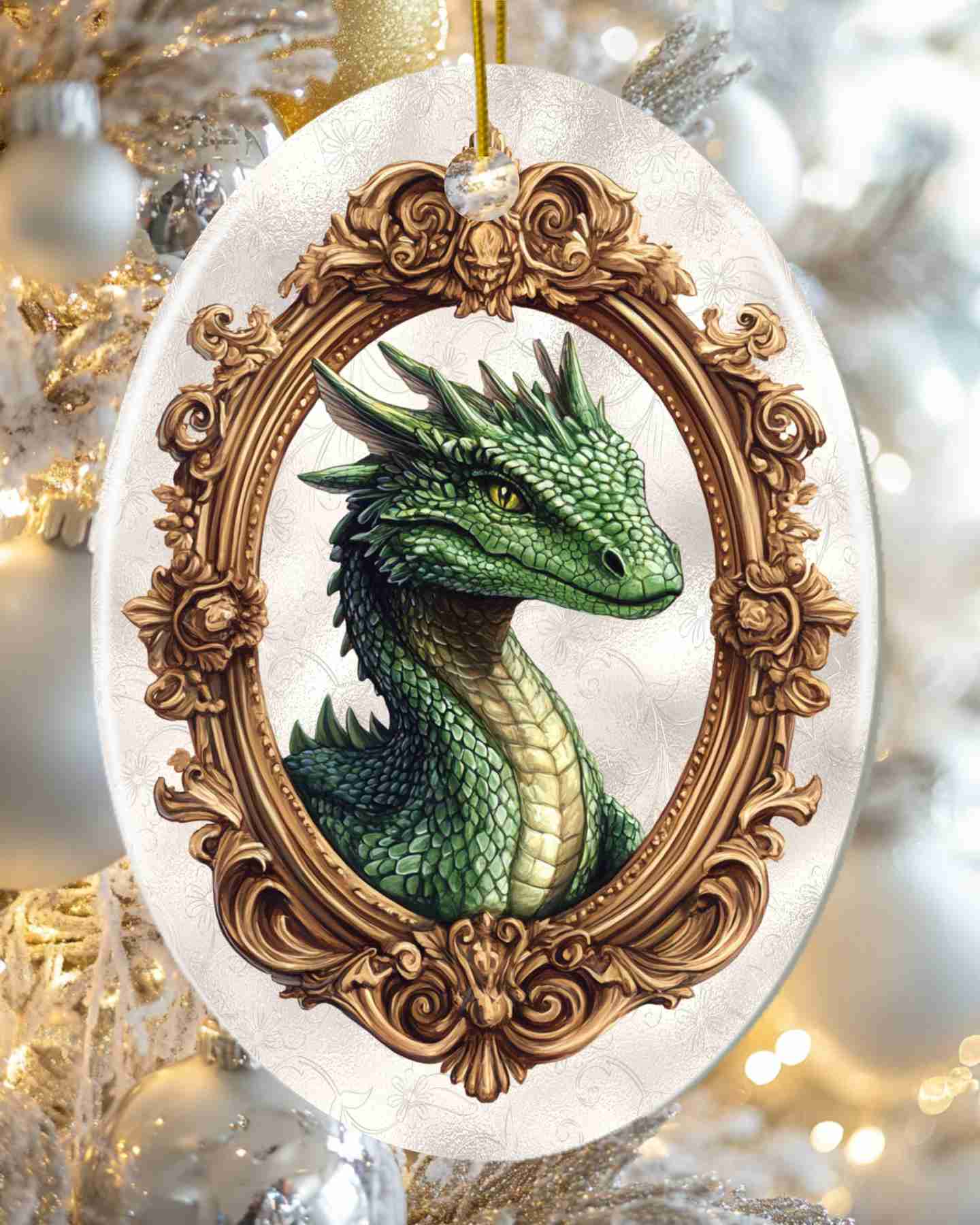 Green Dragon Ceramic Holiday Ornament