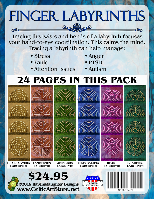 Finger Labyrinth Activity Pages Pack 4: Mindful Tracing Art