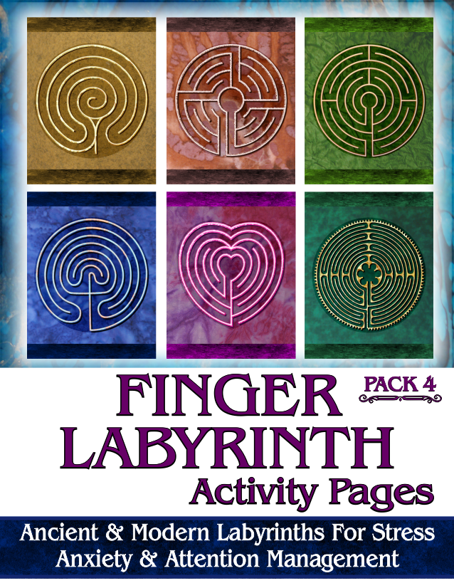 Finger Labyrinth Activity Pages Pack 4: Mindful Tracing Art