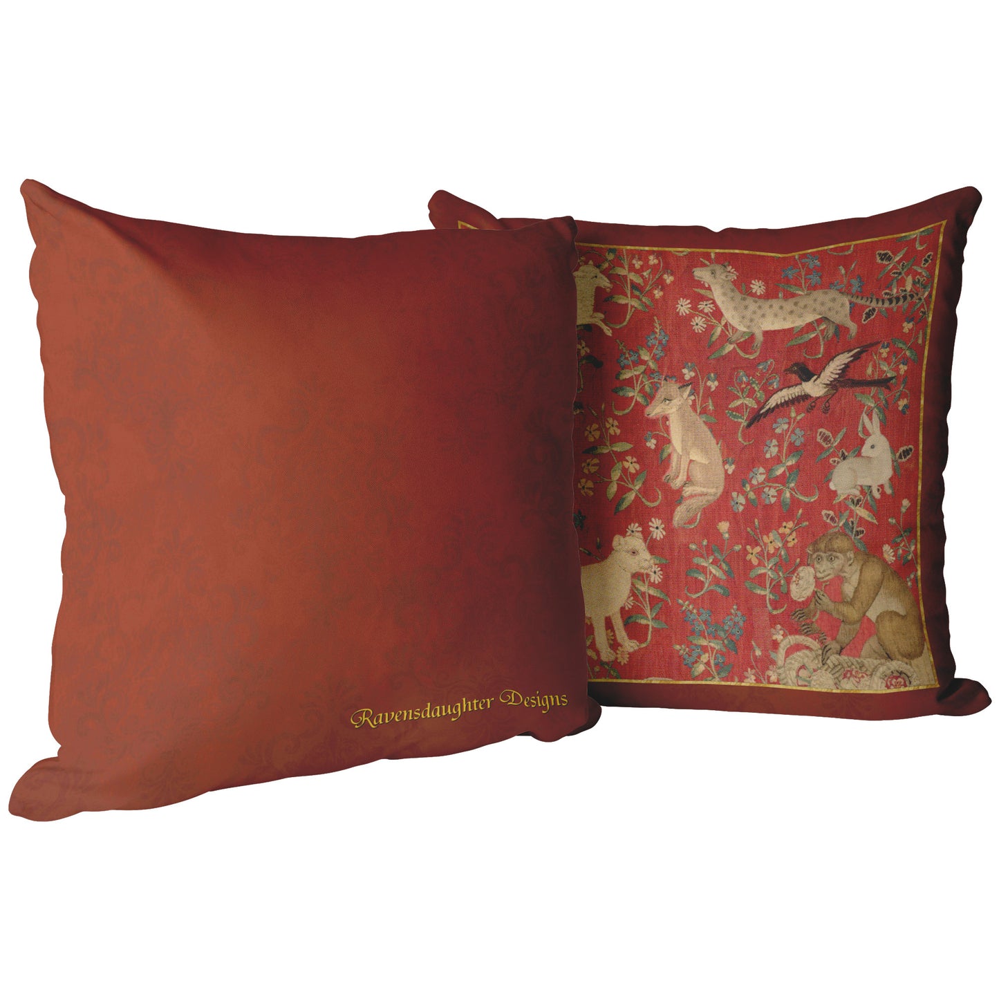 Lady and Unicorn Menagerie Throw Pillow