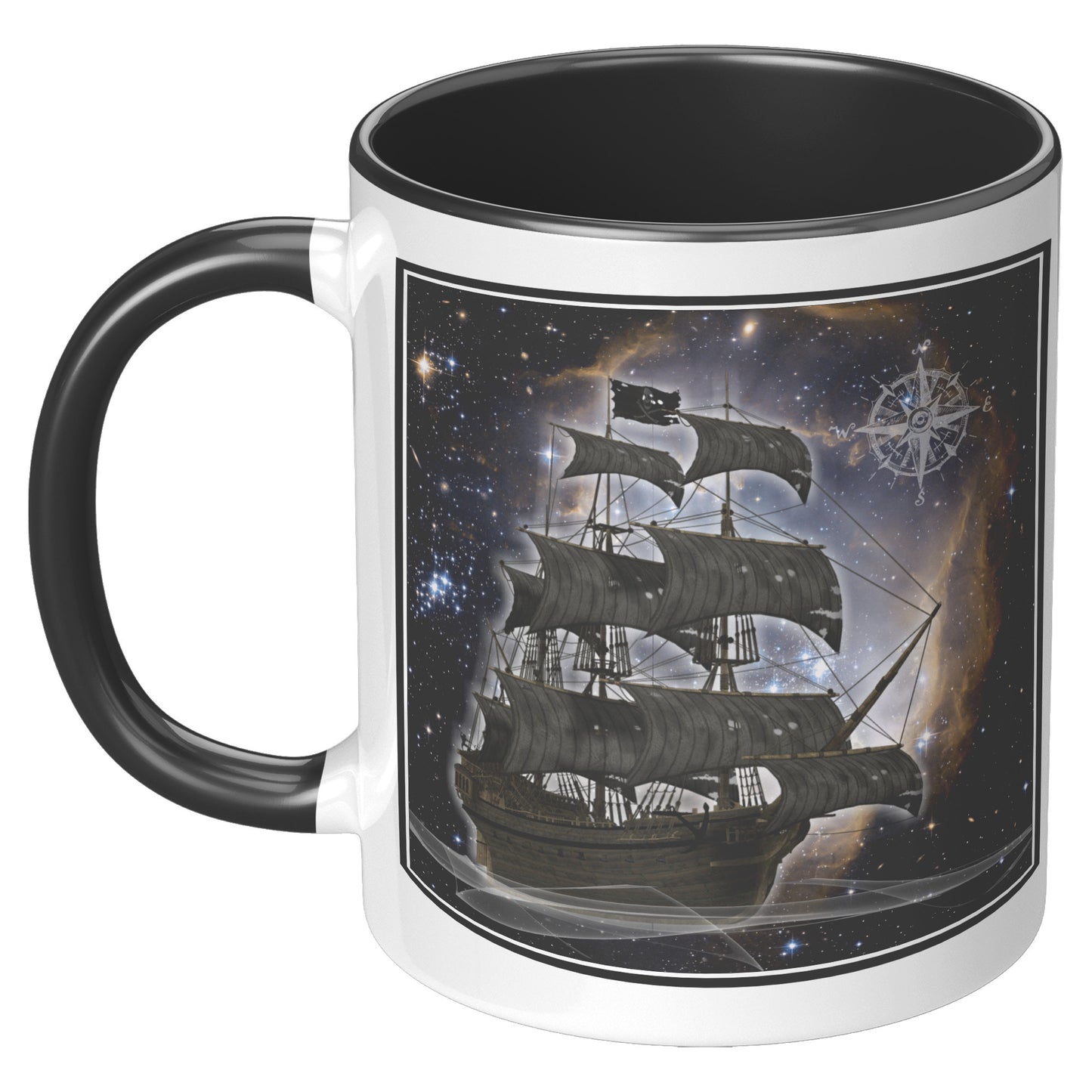 Pirate Ghost Ship Accent Mug - Black