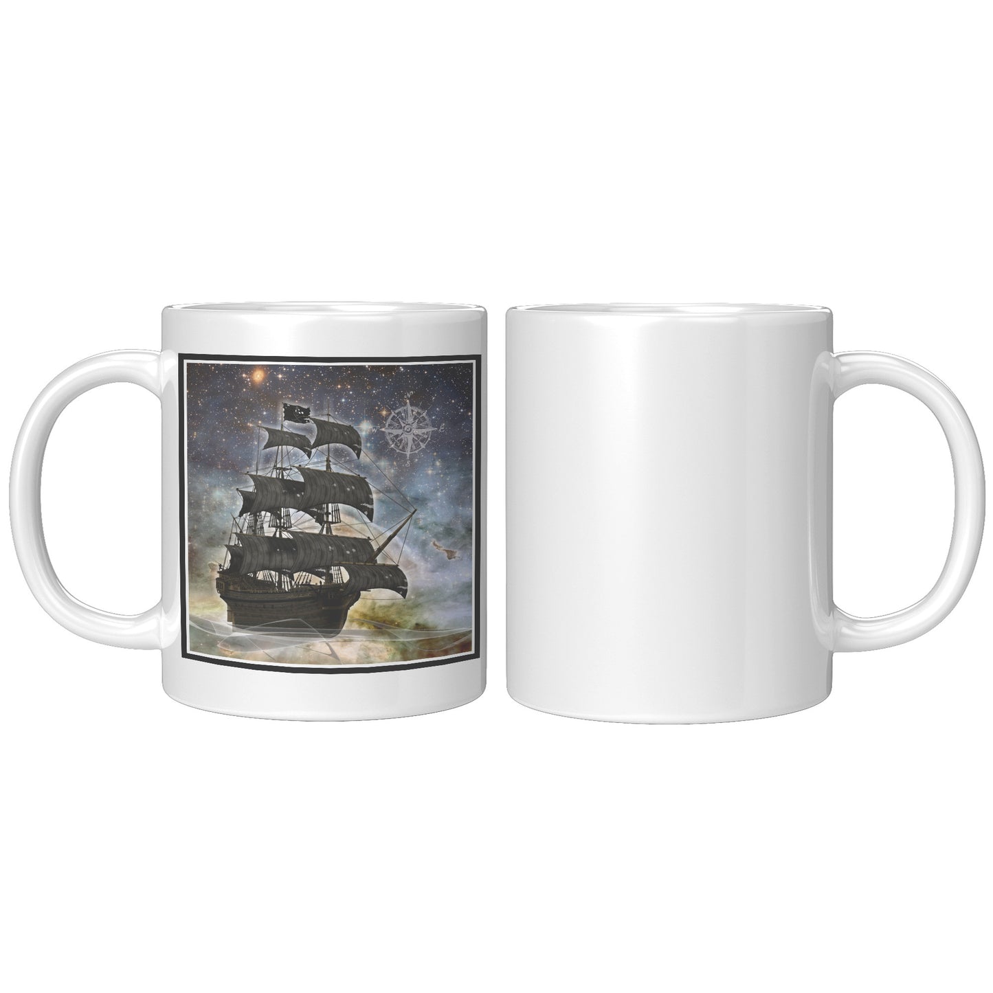Pirate Ghost Ship Accent Mug - Blue-Yellow