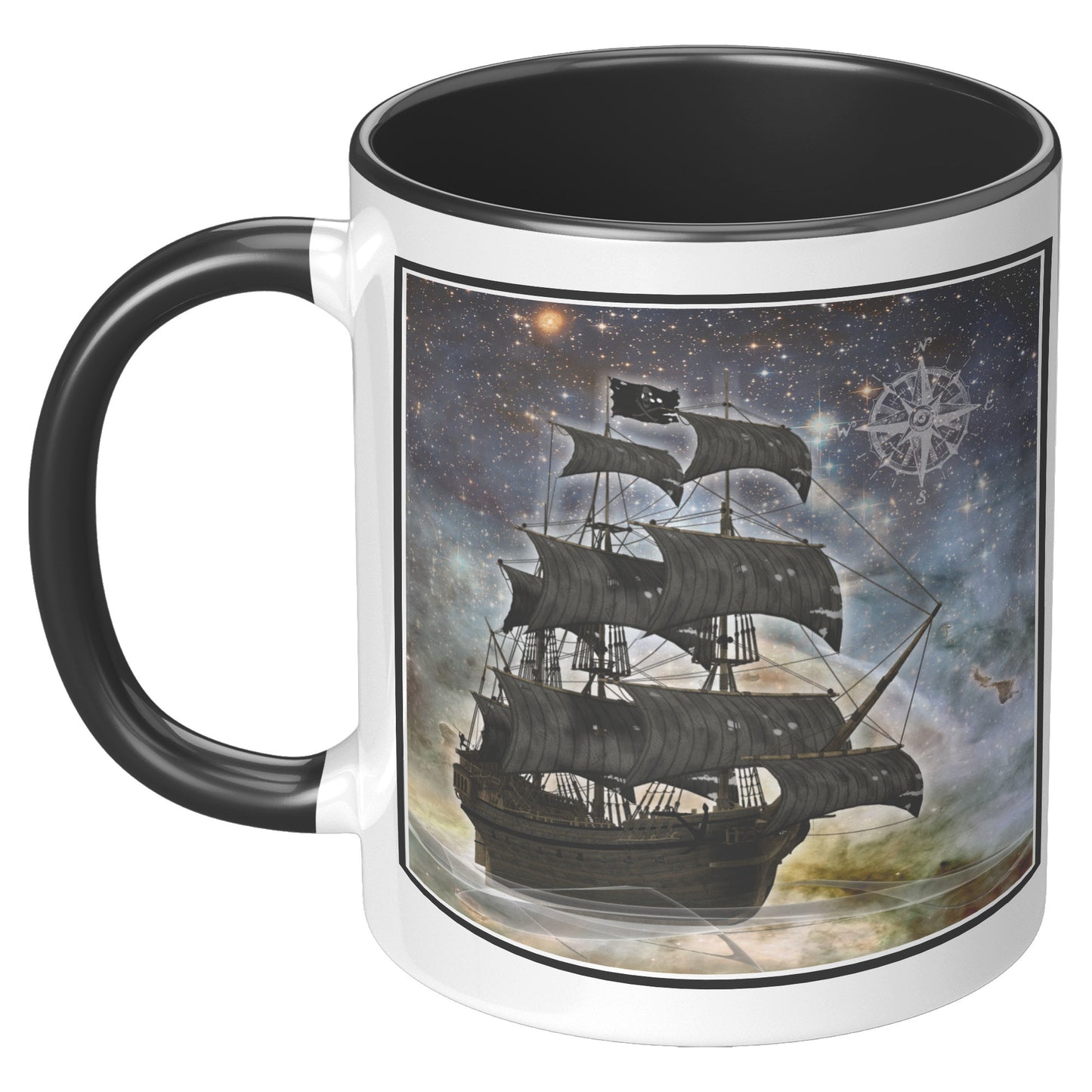 Pirate Ghost Ship Accent Mug - Blue-Yellow