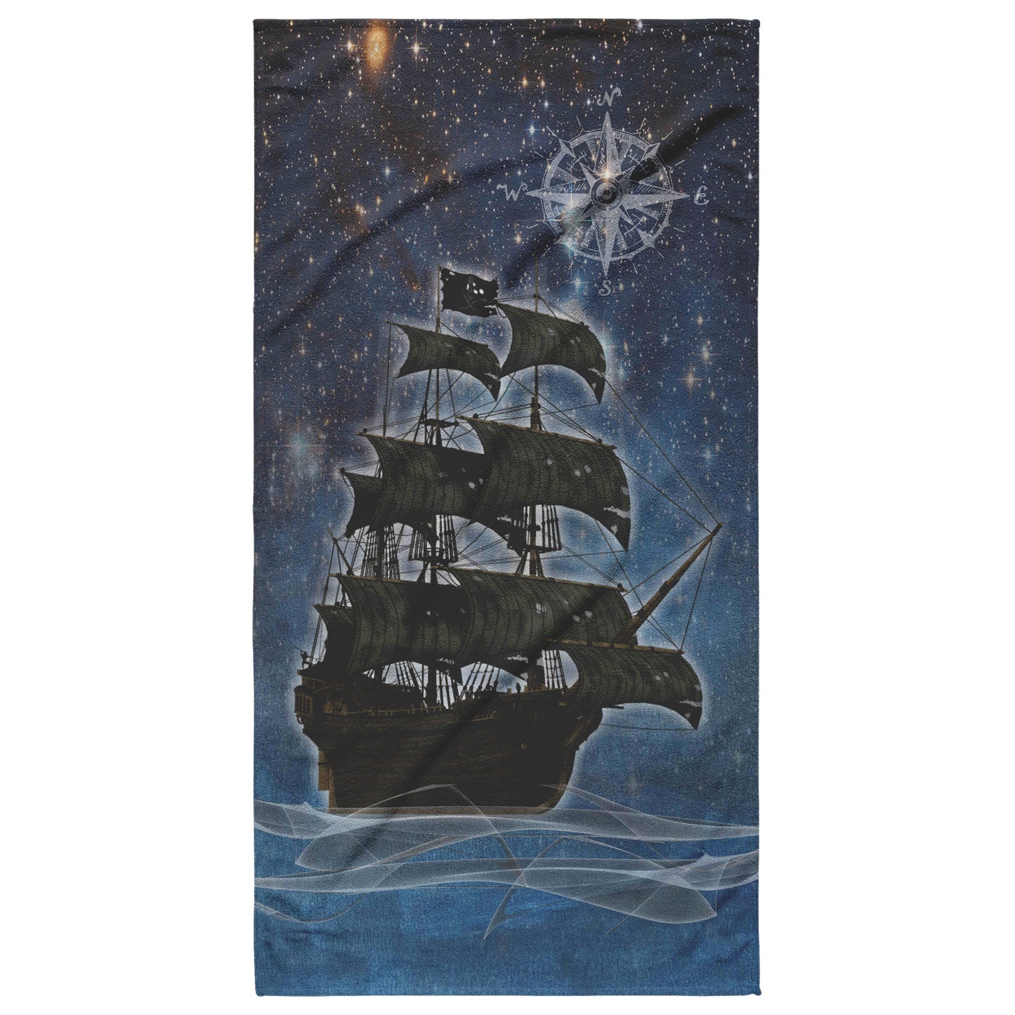 Pirate Ghost Ship Beach Towel - Blue