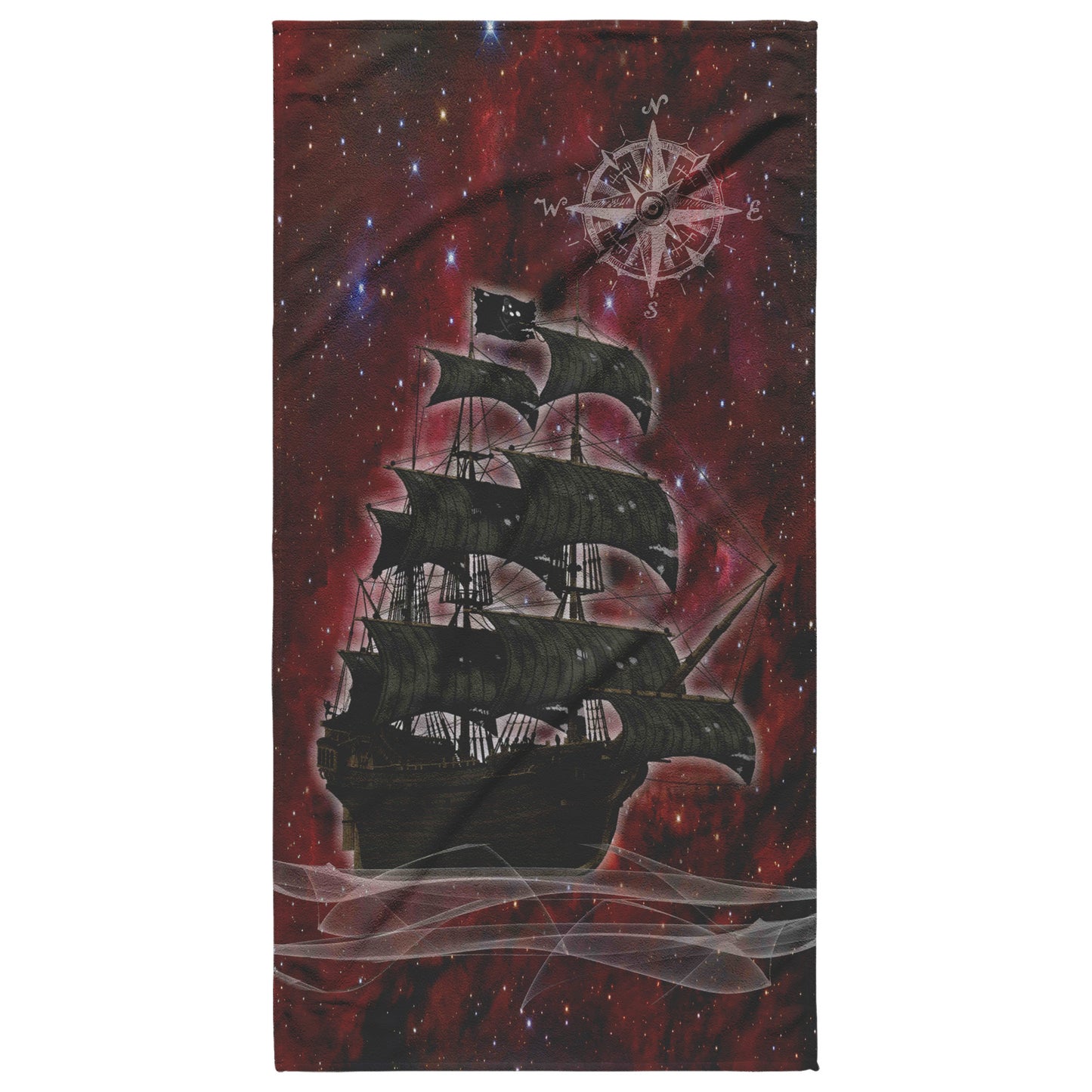 Pirate Ghost Ship Beach Towel - Burgundy