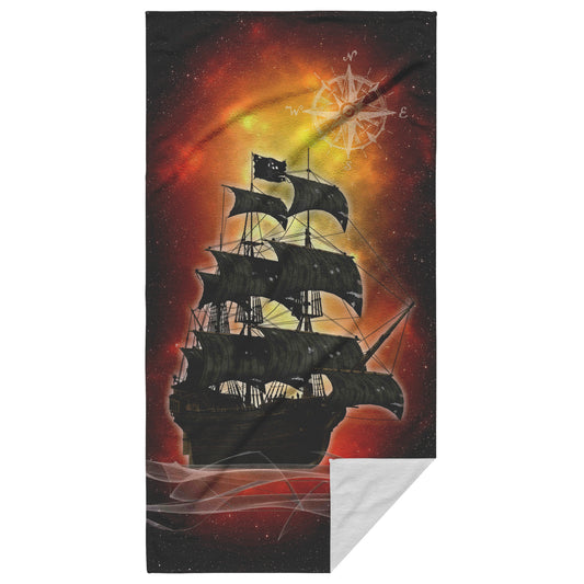Pirate Ghost Ship Beach Towel - Fire