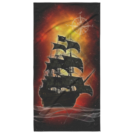 Pirate Ghost Ship Beach Towel - Fire