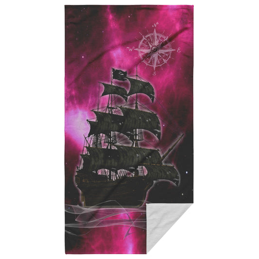 Pirate Ghost Ship Beach Towel - Fuchsia