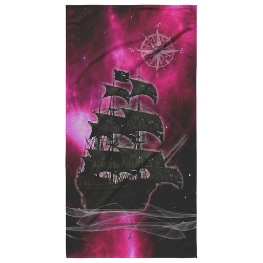 Pirate Ghost Ship Beach Towel - Fuchsia