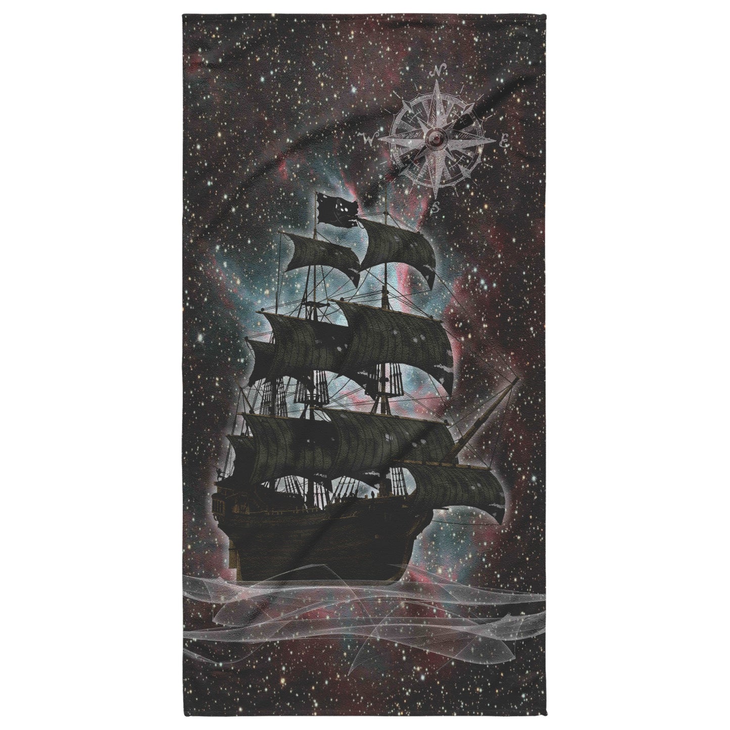 Pirate Ghost Ship Beach Towel - Green-Red