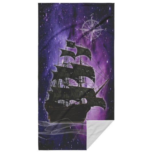 Pirate Ghost Ship Beach Towel - Purple