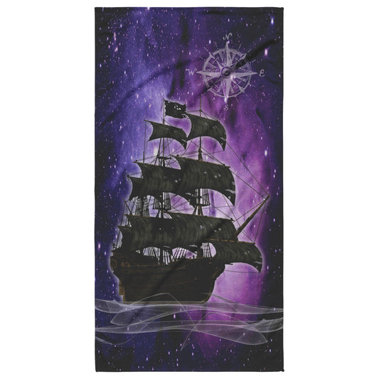 Pirate Ghost Ship Beach Towel - Purple