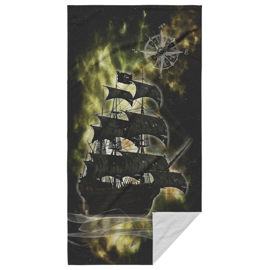 Pirate Ghost Ship Beach Towel - Yellow