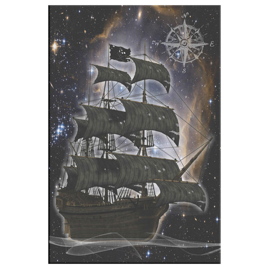 Pirate Ghost Ship Canvas Print - Black