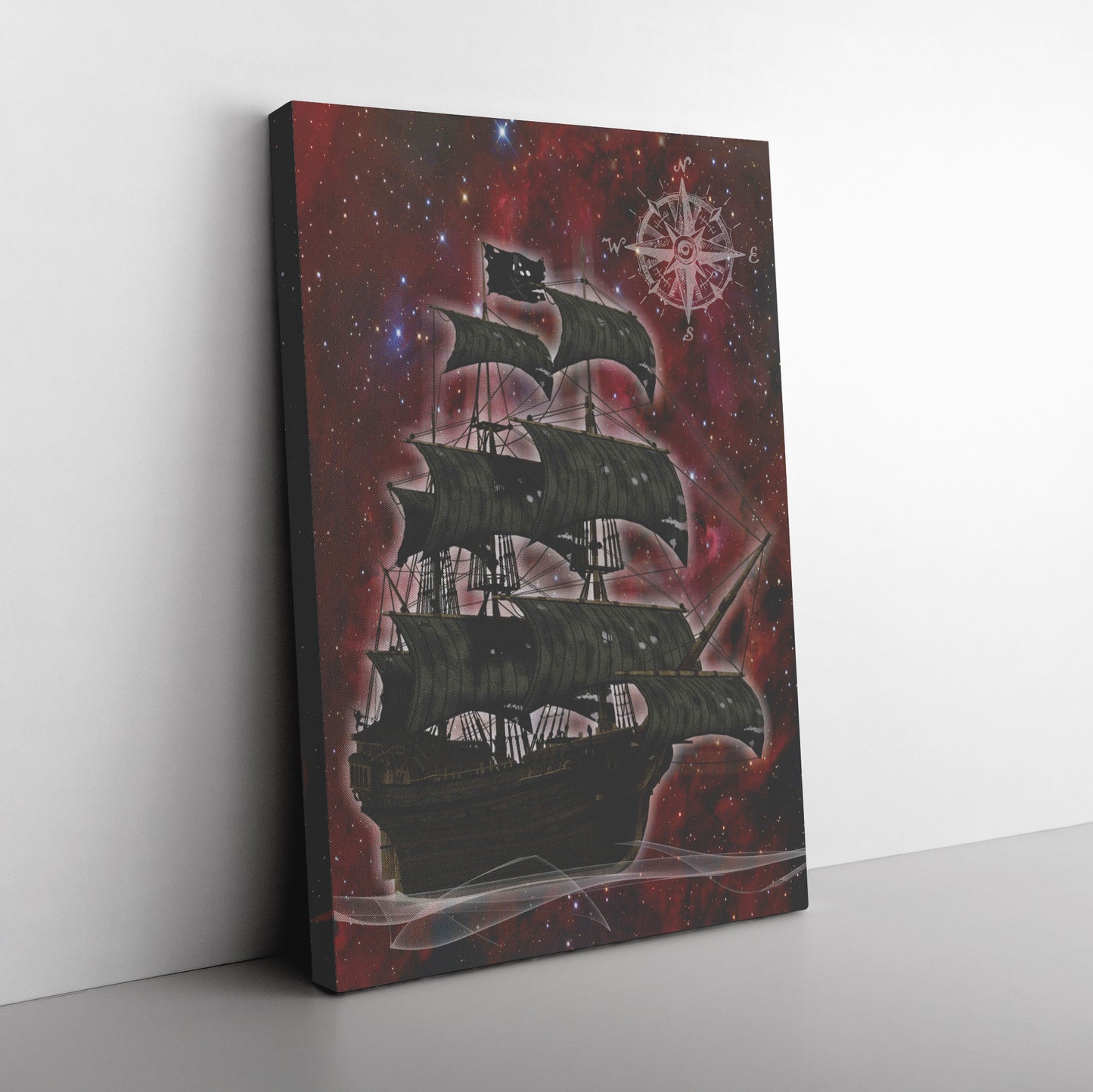 Pirate Ghost Ship Canvas Print - Burgundy