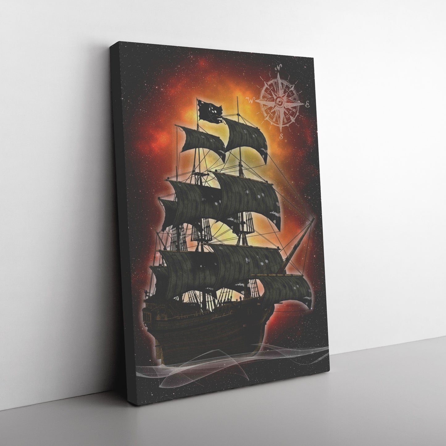 Pirate Ghost Ship Canvas Print - Fire