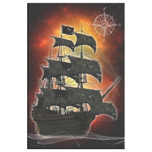 Pirate Ghost Ship Canvas Print - Fire