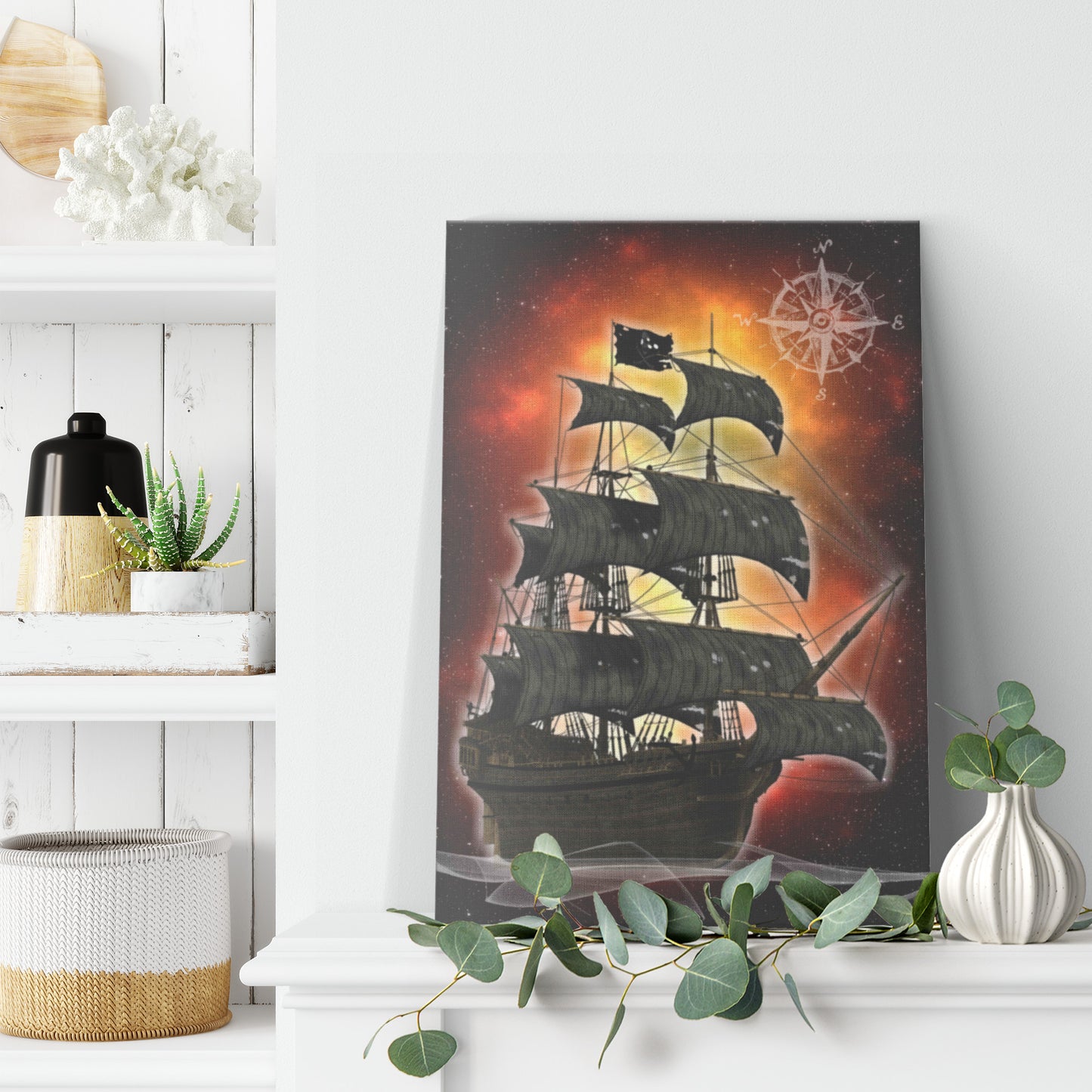 Pirate Ghost Ship Canvas Print - Fire