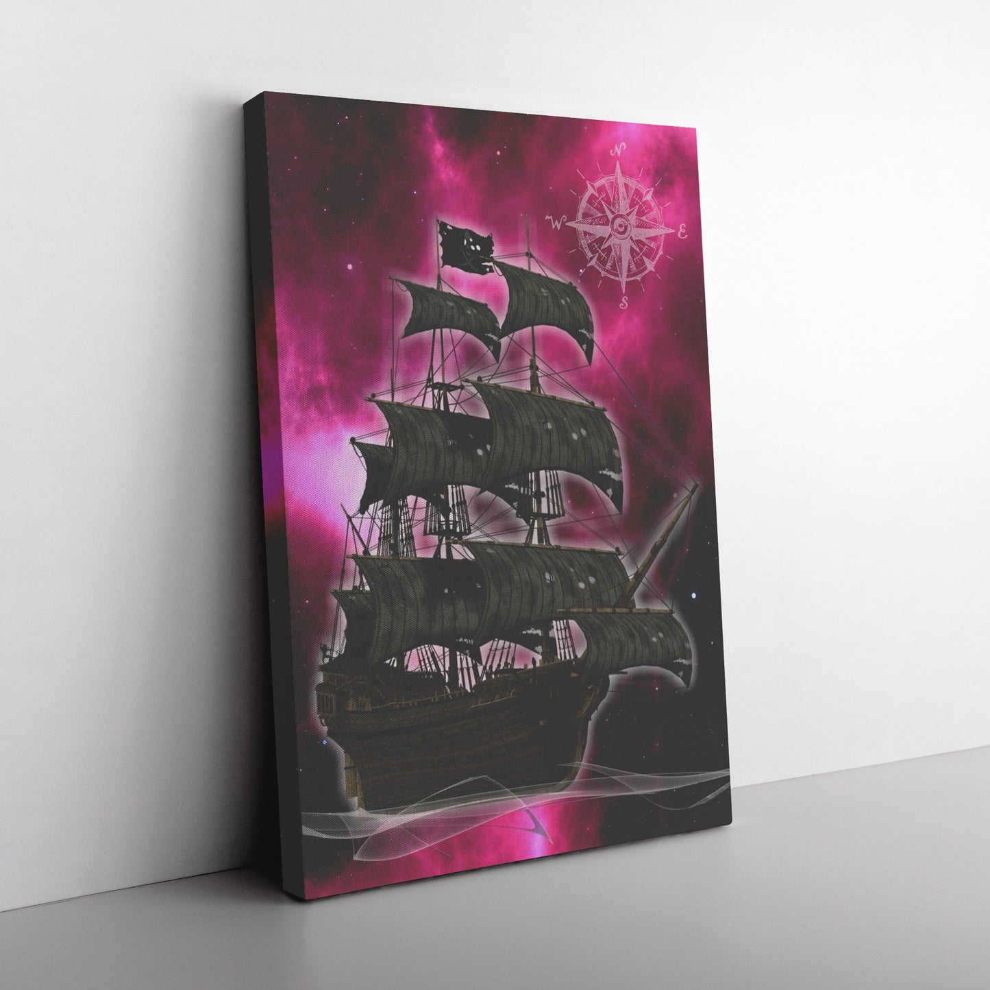Pirate Ghost Ship Canvas Print - Fuchsia