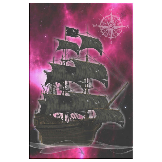 Pirate Ghost Ship Canvas Print - Fuchsia