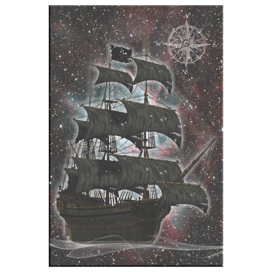 Pirate Ghost Ship Canvas Print - Green-Red