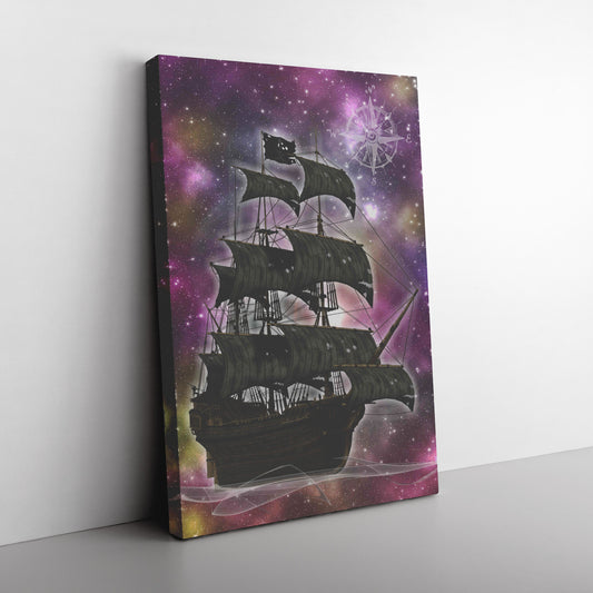 Pirate Ghost Ship Canvas Print - Purple-Yellow