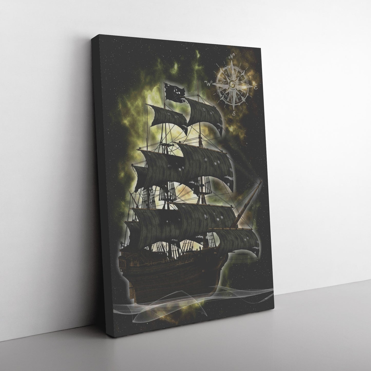 Pirate Ghost Ship Canvas Print - Yellow