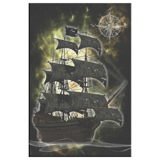 Pirate Ghost Ship Canvas Print - Yellow