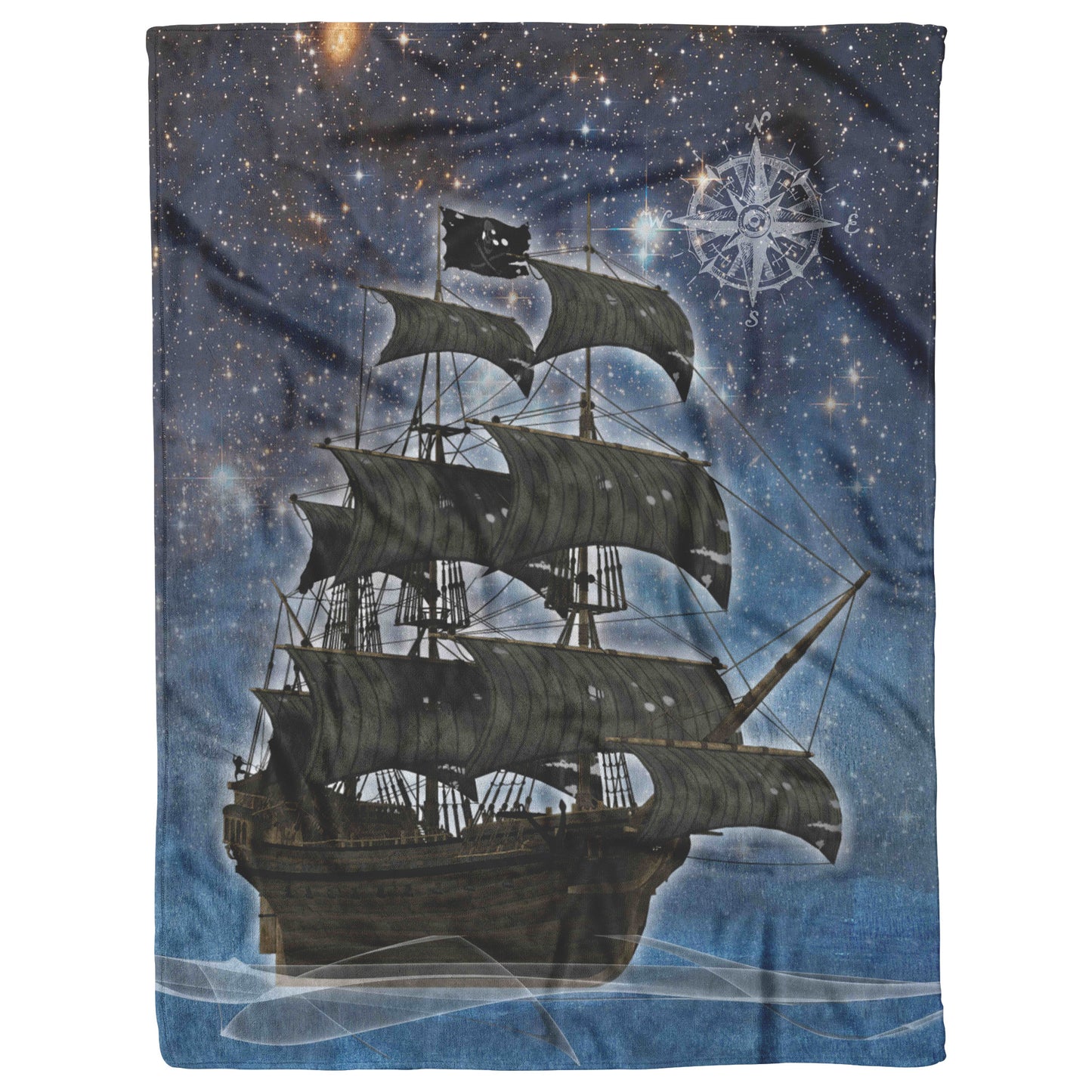 Pirate Ghost Ship Fleece Blanket - Blue