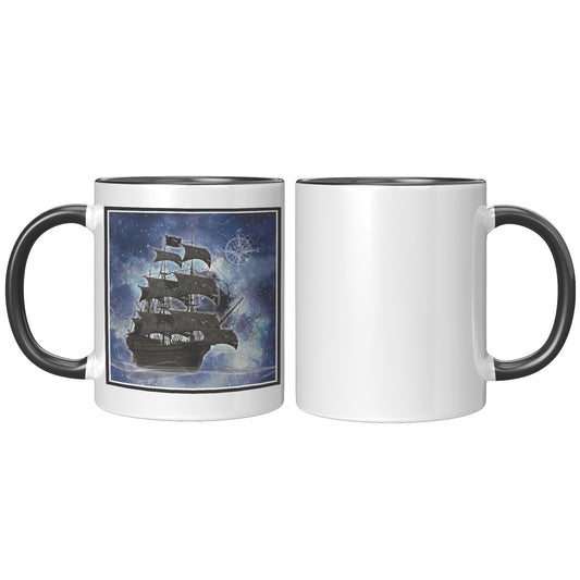 Pirate Ghost ship Accent Mug - Blue-White