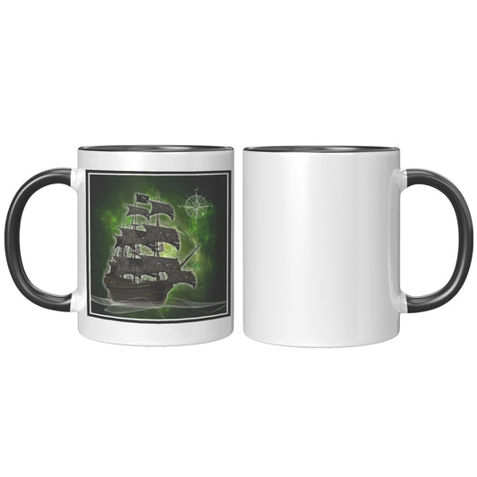 Pirate Ghost ship Accent Mug - Green