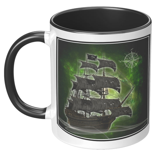 Pirate Ghost ship Accent Mug - Green